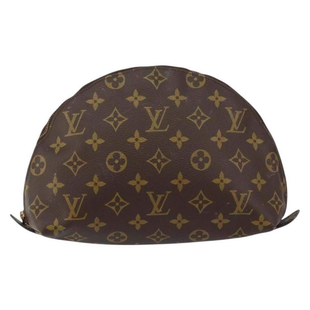 Louis Vuitton Monogram Trousse Demi Ronde Cosmetic Pouch Brown